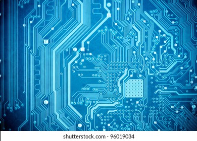 close up of the blue circuit board - Shutterstock ID 96019034