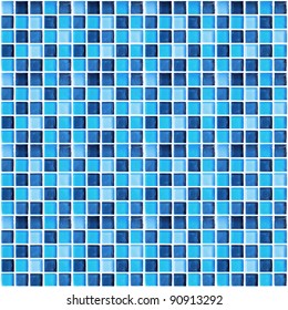 Close Up Of Blue Mosaic Tiles For Background