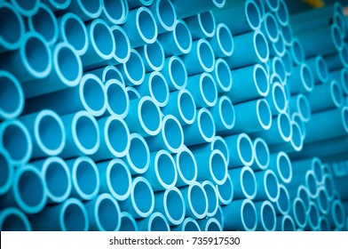 Close up to blue  plastic pipe background