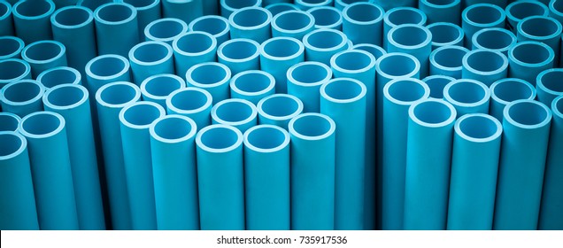 Close up to blue plastic pipe background
