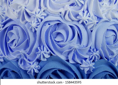 Close Up Blue Rosette Cake Texture