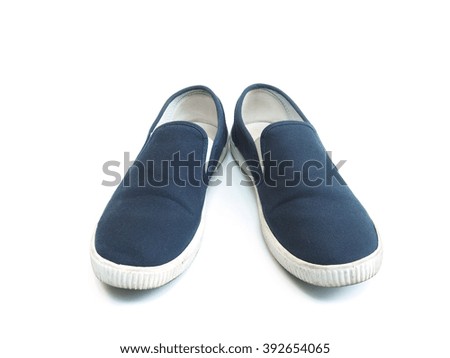 Close up blue shoes on white background