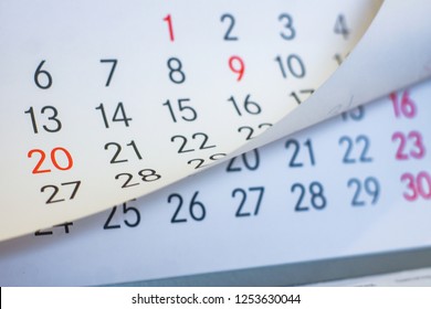 Close up a blue toned calendar page