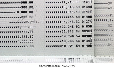 Close Up Book Bank Statement