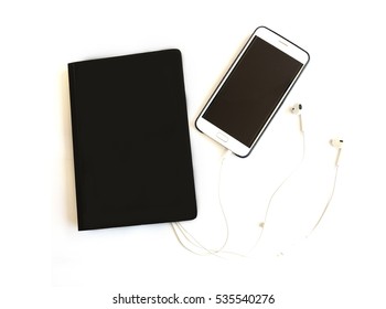 Close up book and smartphone. 