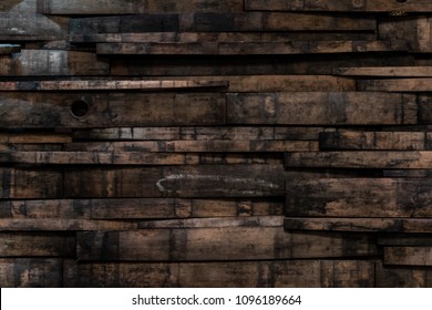 Close Up of Bourbon Barrel Stave Wall Background - Shutterstock ID 1096189664