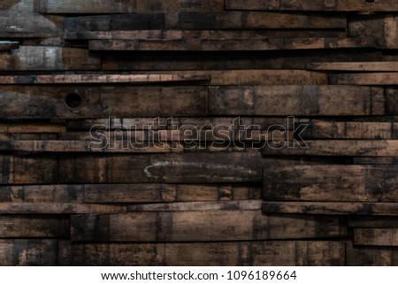 Close Up of Bourbon Barrel Stave Wall Background