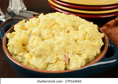 Close Up Of A Bowl Of Mustard Potato Salad