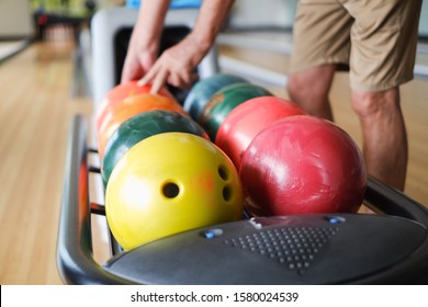 Close Up The Bowling Ball A Alley Was Laid In Lane