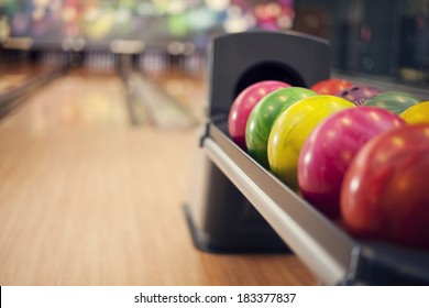 Close up of bowling balls