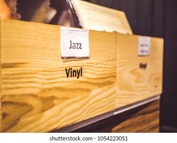 Close Up Box With Vinyl Jazz Record Crate