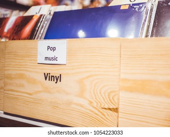 Close Up Box With Vinyl Pop Music Record Crate