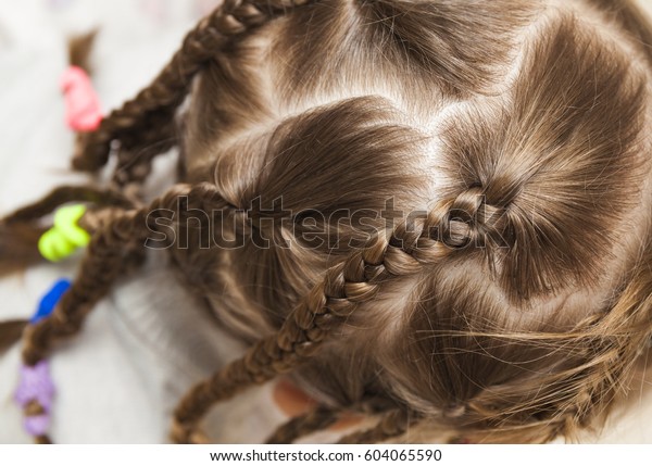 Close Braid Hair Little Girl Stock Photo Edit Now 604065590