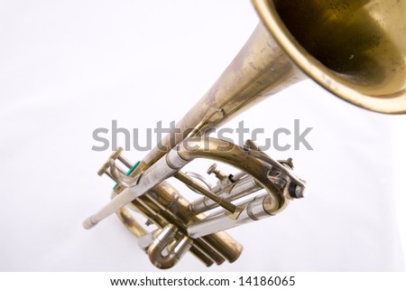 Close up of brass vintage trumpet
