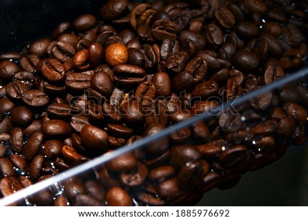 close up of brewed coffee beans