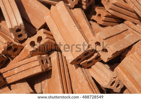Close up bricks on construction site