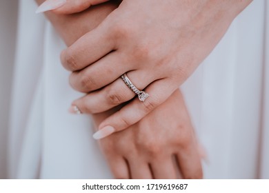 Close Up of Bride hands with Ring