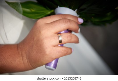 Close up bride's hand with ring