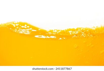 Close up bright orange juice splash texture for health and nature waves, Beautiful waves curve and little bubbles smooth for garphic design and background - Powered by Shutterstock