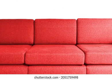 Close - up of bright red long silk sofa