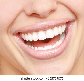 Close Up Of Bright Smile With Healthy Teeth