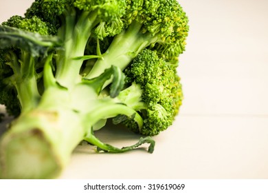 Close up of broccoli on table