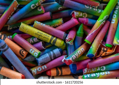 A Close Up Of Broken Crayons Of Various Colours 