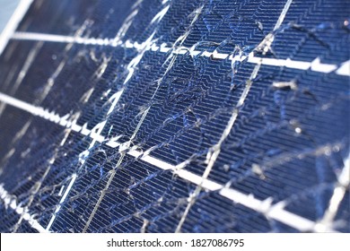 Close Up Of Broken Solar Panel After A Hail Storm