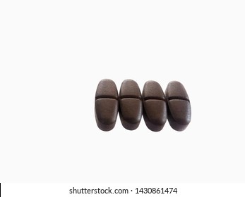 Close Up Brown Calcium Or Vitamin Isolated On White Background, B Vitamins Are Excellent For Cognitive Function,full Of Zinc,protein,so I Recommend And Iron Supplements And Vitamin B Twice Daily