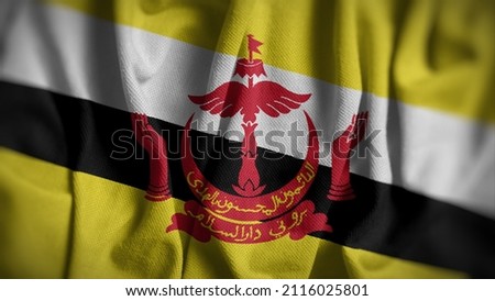 Close up of the Brunei flag. Brunei flag of background. Flag of Bruneian.
