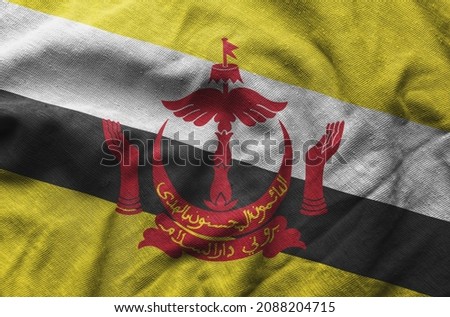 Close up of the Brunei flag. Brunei flag of background. flag symbols of Bruneian.