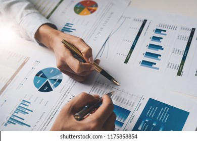 Close up Business people meeting to discuss the situation on the market. Business Financial Concept - Shutterstock ID 1175858854