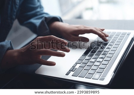 Similar – Image, Stock Photo Female hands typing on laptop keyboard.