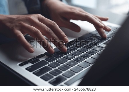 Similar – Image, Stock Photo Female hands typing on laptop keyboard.