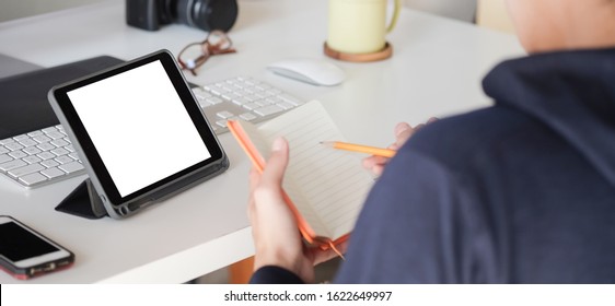 close up businessman hands multitasking man using tablet, laptop and cellphone connecting wifi.	 - Shutterstock ID 1622649997