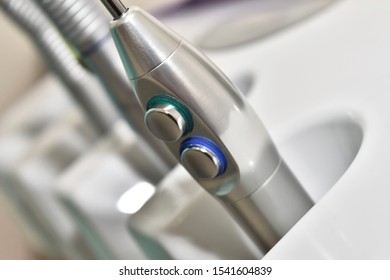 Close Up To Buttons Of Dentistry Equipment At Dental Surgery Room