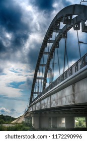 Close up of cable stayed bridge