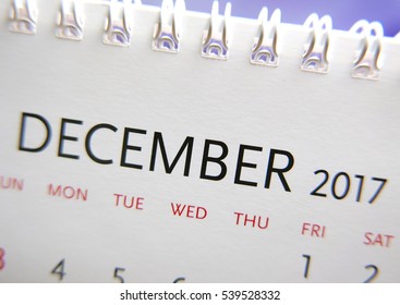 Close Up Calendar Of December 2017