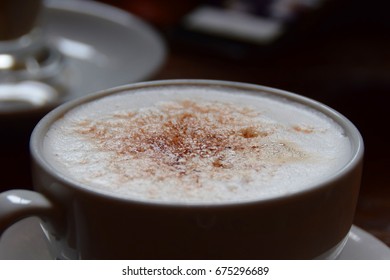 Close up cappuccino coffee
