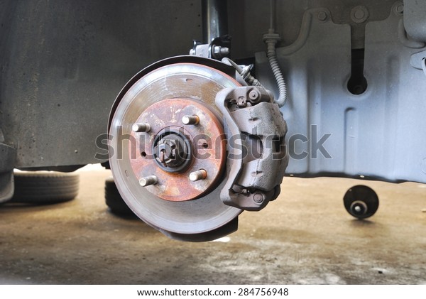 Close up of car disk\
brake
