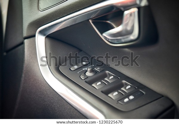 Close Car Door Panel Black Leather Stock Photo Edit Now 1230225670