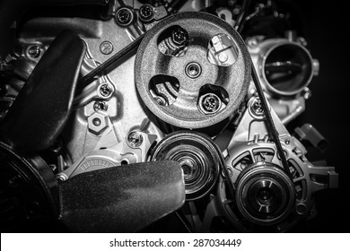 close up of car engine