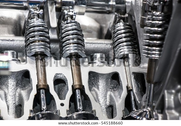 close up car\
engine and gear parts of\
automotive.