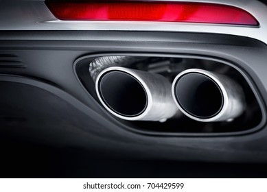Close Up Of Car Exhaust Pipe.