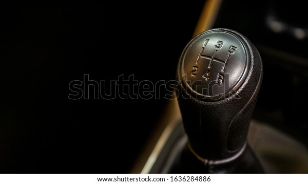 Close up of the car gear
shift lever