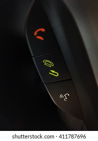 Close Up Of Car Hands Free Button, Talk Bluetooth