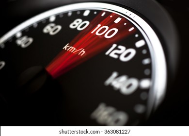 Close Up Of Car Speed Meter 