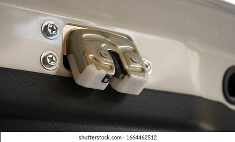 Close Up Of The Car Trunk Door Hinge