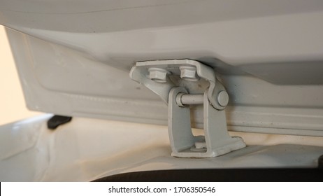 Close Up Of The Car Trunk Door Hinge