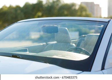 Close Up Of Car Windshield Rain Wipers